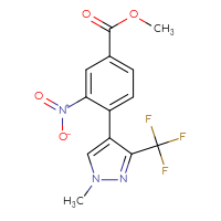 Chemical structure of methyl 4-[1-methyl-3-(trifluoromethyl)-1H-pyrazol-4-yl]-3-nitrobenzoate - CSSB05086702398