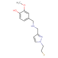 Chemical structure of 4-[({[1-(2-fluoroethyl)-1H-pyrazol-3-yl]methyl}amino)methyl]-2-methoxyphenol - CSSB00025814290