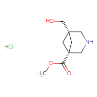 Chemical structure of methyl (1s,5s)-5-(hydroxymethyl)-3-azabicyclo[3.1.1]heptane-1-carboxylate hydrochloride - CSSB20591803985