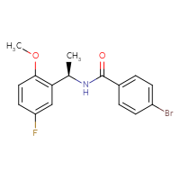 Chemical structure of 4-bromo-N-[(1R)-1-(5-fluoro-2-methoxyphenyl)ethyl]benzamide - CSSB21432548601