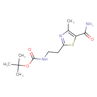 Chemical structure of tert-butyl N-[2-(5-carbamoyl-4-methyl-1,3-thiazol-2-yl)ethyl]carbamate - CSSB01045690473