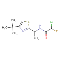 Chemical structure of N-[1-(4-tert-butyl-1,3-thiazol-2-yl)ethyl]-2-chloro-2-fluoroacetamide - CSSB21332117149