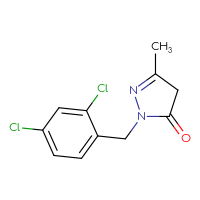 Chemical structure of 1-[(2,4-dichlorophenyl)methyl]-3-methyl-4,5-dihydro-1H-pyrazol-5-one - CSSB00000010392
