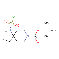 Chemical structure of tert-butyl 1-(chlorosulfonyl)-1,8-diazaspiro[4.5]decane-8-carboxylate - CSSB00155192733