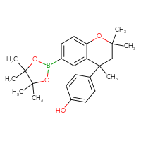Chemical structure of 4-[2,2,4-trimethyl-6-(4,4,5,5-tetramethyl-1,3,2-dioxaborolan-2-yl)-3,4-dihydro-2H-1-benzopyran-4-yl]phenol - CSSB00025682879
