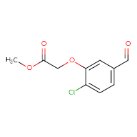 Chemical structure of methyl 2-(2-chloro-5-formylphenoxy)acetate - CSSB06368678640