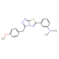 Chemical structure of 3-{3-[(4-methoxyphenyl)methyl]-[1,2,4]triazolo[3,4-b][1,3,4]thiadiazol-6-yl}-N,N-dimethylaniline - CSSB00121624182