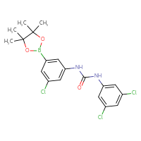 Chemical structure of 3-[3-chloro-5-(4,4,5,5-tetramethyl-1,3,2-dioxaborolan-2-yl)phenyl]-1-(3,5-dichlorophenyl)urea - CSSB21332161988