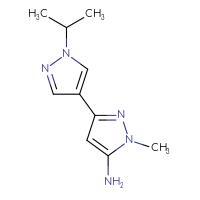 Chemical structure of 1-methyl-1'-(propan-2-yl)-1H,1'H-[3,4'-bipyrazol]-5-amine - CSSB00103017525