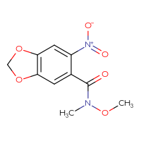 Chemical structure of N-methoxy-N-methyl-6-nitro-2H-1,3-benzodioxole-5-carboxamide - CSSB02002927498