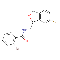 Chemical structure of 2-bromo-N-[(6-fluoro-1,3-dihydro-2-benzofuran-1-yl)methyl]benzamide - CSSB21432561897