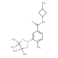 Chemical structure of 4-methyl-N-(3-methylcyclobutyl)-3-(4,4,5,5-tetramethyl-1,3,2-dioxaborolan-2-yl)benzamide - CSSB00248248859