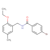 Chemical structure of 4-bromo-N-[(2-ethoxy-5-methylphenyl)methyl]benzamide - CSSB21432554394