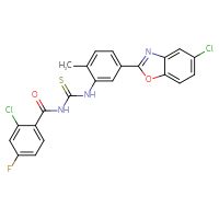 Chemical structure of 3-[5-(5-chloro-1,3-benzoxazol-2-yl)-2-methylphenyl]-1-(2-chloro-4-fluorobenzoyl)thiourea - CSSB00102625797