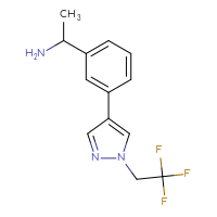 Chemical structure of 1-{3-[1-(2,2,2-trifluoroethyl)-1H-pyrazol-4-yl]phenyl}ethan-1-amine - CSSB02369559388