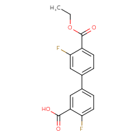 Chemical structure of 4'-(ethoxycarbonyl)-3',4-difluoro-[1,1'-biphenyl]-3-carboxylic acid - CSSB00150700763