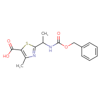 Chemical structure of 2-(1-{[(benzyloxy)carbonyl]amino}ethyl)-4-methyl-1,3-thiazole-5-carboxylic acid - CSSB02126361639