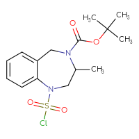 Chemical structure of tert-butyl 1-(chlorosulfonyl)-3-methyl-2,3,4,5-tetrahydro-1H-1,4-benzodiazepine-4-carboxylate - CSSB02138634348