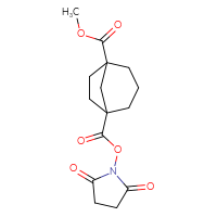 Chemical structure of 1-(2,5-dioxopyrrolidin-1-yl) 5-methyl bicyclo[3.2.1]octane-1,5-dicarboxylate - CSSB20269635385