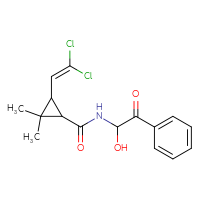 Chemical structure of 3-(2,2-dichloroethenyl)-N-(1-hydroxy-2-oxo-2-phenylethyl)-2,2-dimethylcyclopropane-1-carboxamide - CSSB00132755564