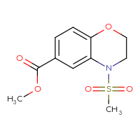 Chemical structure of methyl 4-methanesulfonyl-3,4-dihydro-2H-1,4-benzoxazine-6-carboxylate - CSSB00025734217