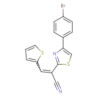 Chemical structure of 2-[4-(4-bromophenyl)-1,3-thiazol-2-yl]-3-(thiophen-2-yl)prop-2-enenitrile - CSSB00121733139