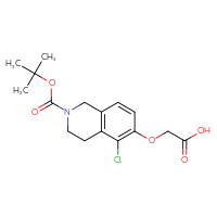 Chemical structure of 2-({2-[(tert-butoxy)carbonyl]-5-chloro-1,2,3,4-tetrahydroisoquinolin-6-yl}oxy)acetic acid - CSSB21432509518