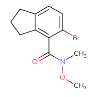 Chemical structure of 5-bromo-N-methoxy-N-methyl-2,3-dihydro-1H-indene-4-carboxamide - CSSB15027631269
