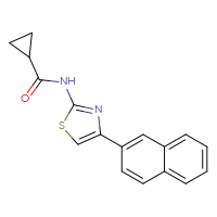 Chemical structure of N-[4-(naphthalen-2-yl)-1,3-thiazol-2-yl]cyclopropanecarboxamide - CSSB00104312796