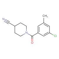 Chemical structure of 1-(3-chloro-5-methylbenzoyl)piperidine-4-carbonitrile - CSSB00008548540