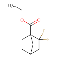 Chemical structure of ethyl 2,2-difluorobicyclo[2.2.1]heptane-1-carboxylate - CSSB02449432925