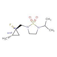 Chemical structure of rac-2-{[(1R,2S)-1-fluoro-2-methylcyclopropyl]methyl}-5-(propan-2-yl)-1λ⁶,2,5-thiadiazolidine-1,1-dione - CSMB03609616797