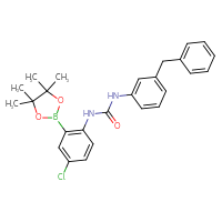 Chemical structure of 1-(3-benzylphenyl)-3-[4-chloro-2-(4,4,5,5-tetramethyl-1,3,2-dioxaborolan-2-yl)phenyl]urea - CSSB21332156757