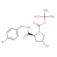Chemical structure of tert-butyl (2S,4R)-2-{[(4-bromophenyl)methyl]carbamoyl}-4-hydroxypyrrolidine-1-carboxylate - CSSB00160502570