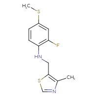 Chemical structure of 2-fluoro-N-[(4-methyl-1,3-thiazol-5-yl)methyl]-4-(methylsulfanyl)aniline - CSSB06573125124