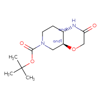 Chemical structure of rac-tert-butyl (4aR,8aR)-2-oxo-octahydro-1H-pyrido[3,4-b][1,4]oxazine-6-carboxylate - CSSB20680306324