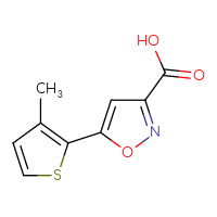 Chemical structure of 5-(3-methylthiophen-2-yl)-1,2-oxazole-3-carboxylic acid - CSSB00012361420