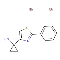 Chemical structure of 1-(2-phenyl-1,3-thiazol-4-yl)cyclopropan-1-amine dihydrobromide - CSSB17655729158
