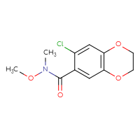 Chemical structure of 7-chloro-N-methoxy-N-methyl-2,3-dihydro-1,4-benzodioxine-6-carboxamide - CSSB07043778642