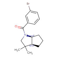 Chemical structure of rac-(3aR,6aR)-1-(3-bromobenzoyl)-3,3-dimethyl-octahydrocyclopenta[b]pyrrole - CSSB21432547425