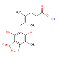 Chemical structure of sodium (4E)-6-(4-hydroxy-6-methoxy-7-methyl-3-oxo-1,3-dihydro-2-benzofuran-5-yl)-4-methylhex-4-enoate - CSSB00025701938