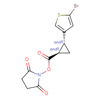 Chemical structure of rac-2,5-dioxopyrrolidin-1-yl (1R,2R)-2-(5-bromothiophen-3-yl)cyclopropane-1-carboxylate - CSSB20269493445