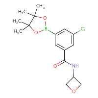 Chemical structure of 3-chloro-N-(oxetan-3-yl)-5-(4,4,5,5-tetramethyl-1,3,2-dioxaborolan-2-yl)benzamide - CSSB02522174817