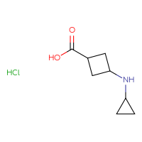 Chemical structure of 3-(cyclopropylamino)cyclobutane-1-carboxylic acid hydrochloride - CSSB21043308191