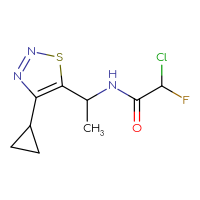Chemical structure of 2-chloro-N-[1-(4-cyclopropyl-1,2,3-thiadiazol-5-yl)ethyl]-2-fluoroacetamide - CSSB21332168855