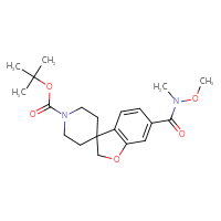 Chemical structure of tert-butyl 6-[methoxy(methyl)carbamoyl]-2H-spiro[1-benzofuran-3,4'-piperidine]-1'-carboxylate - CSSB21151590075