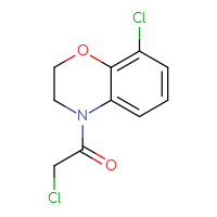 Chemical structure of 2-chloro-1-(8-chloro-3,4-dihydro-2H-1,4-benzoxazin-4-yl)ethan-1-one - CSSB00021323943
