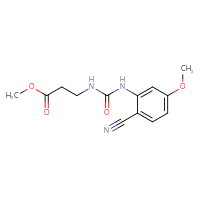 Chemical structure of methyl 3-{[(2-cyano-5-methoxyphenyl)carbamoyl]amino}propanoate - CSSB06372129373