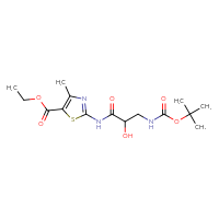 Chemical structure of ethyl 2-(3-{[(tert-butoxy)carbonyl]amino}-2-hydroxypropanamido)-4-methyl-1,3-thiazole-5-carboxylate - CSSB16509772478