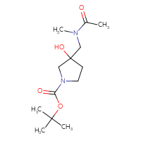 Chemical structure of tert-butyl 3-hydroxy-3-[(N-methylacetamido)methyl]pyrrolidine-1-carboxylate - CSSB03551655802